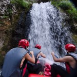 Rafting into waterfall on Neretva